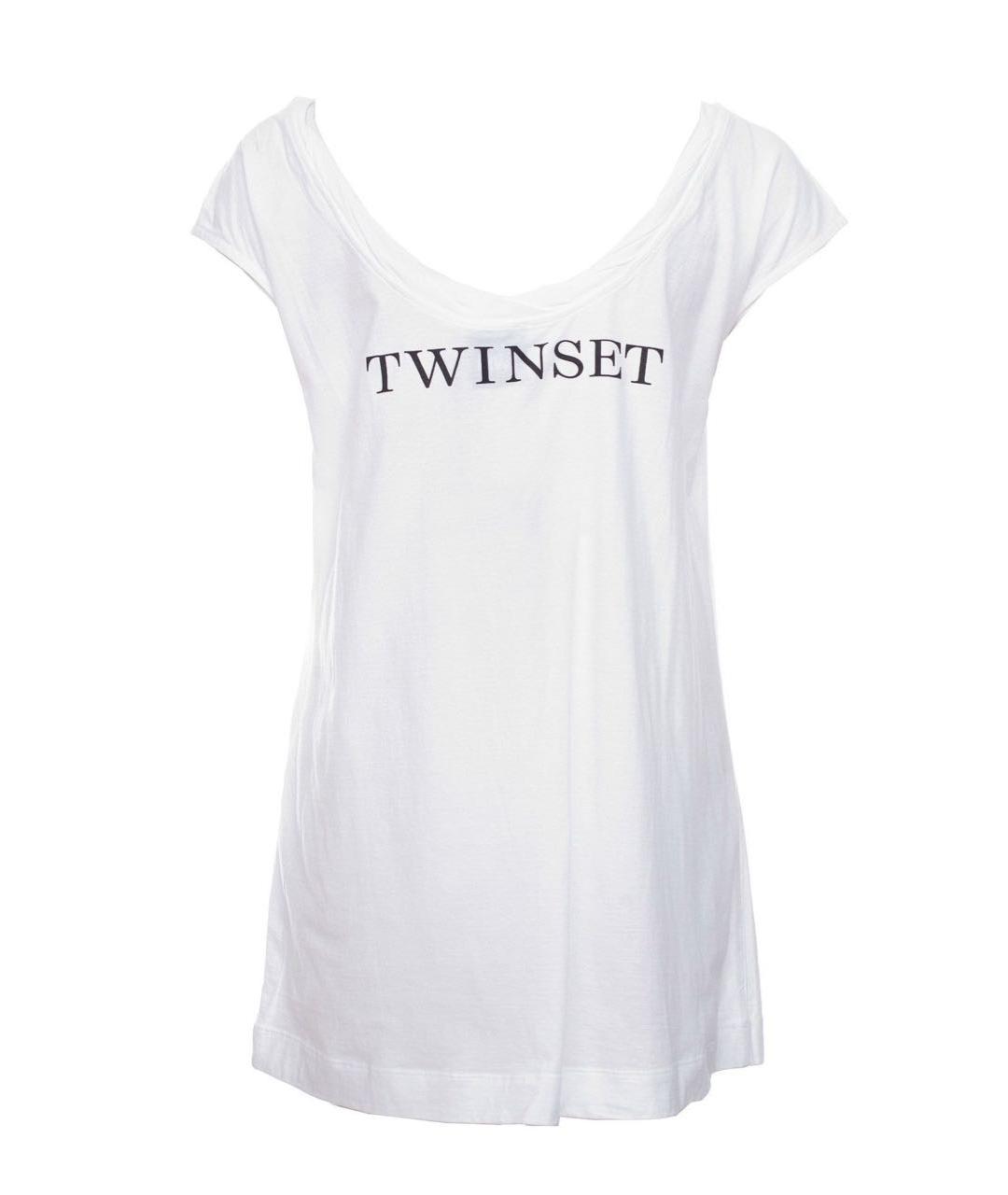 TWIN-SET Белая хлопковая футболка, фото 2