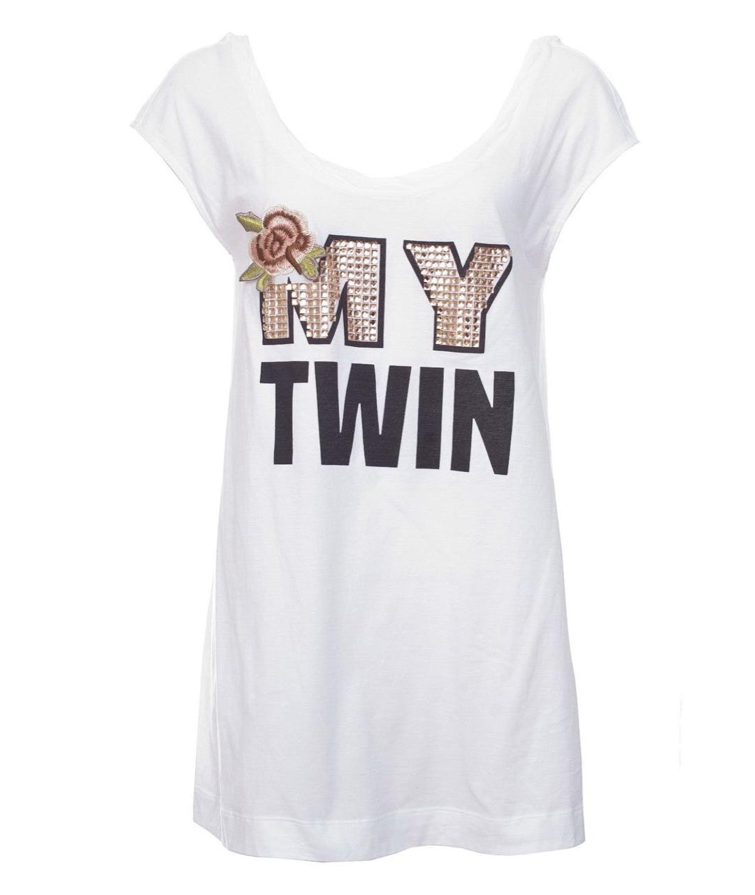 TWIN-SET Белая хлопковая футболка, фото 9