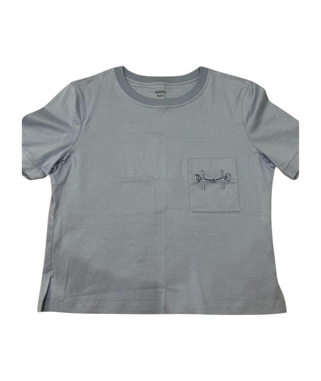 HERMES Голубая хлопковая футболка, фото 1