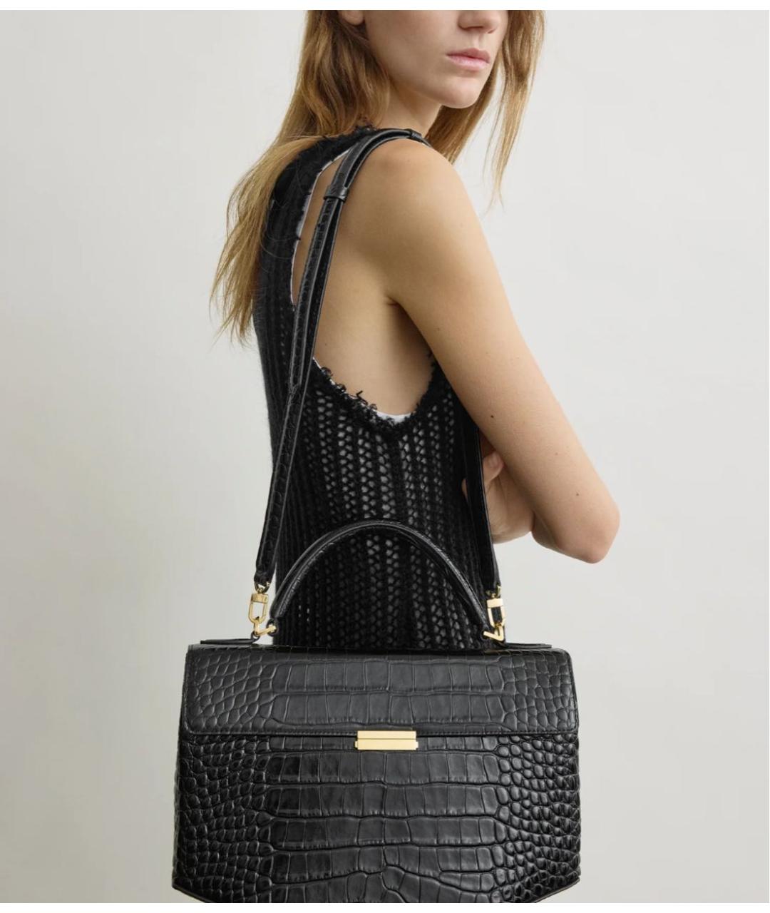 TOTEME Черная кожаная сумка через плечо, фото 3