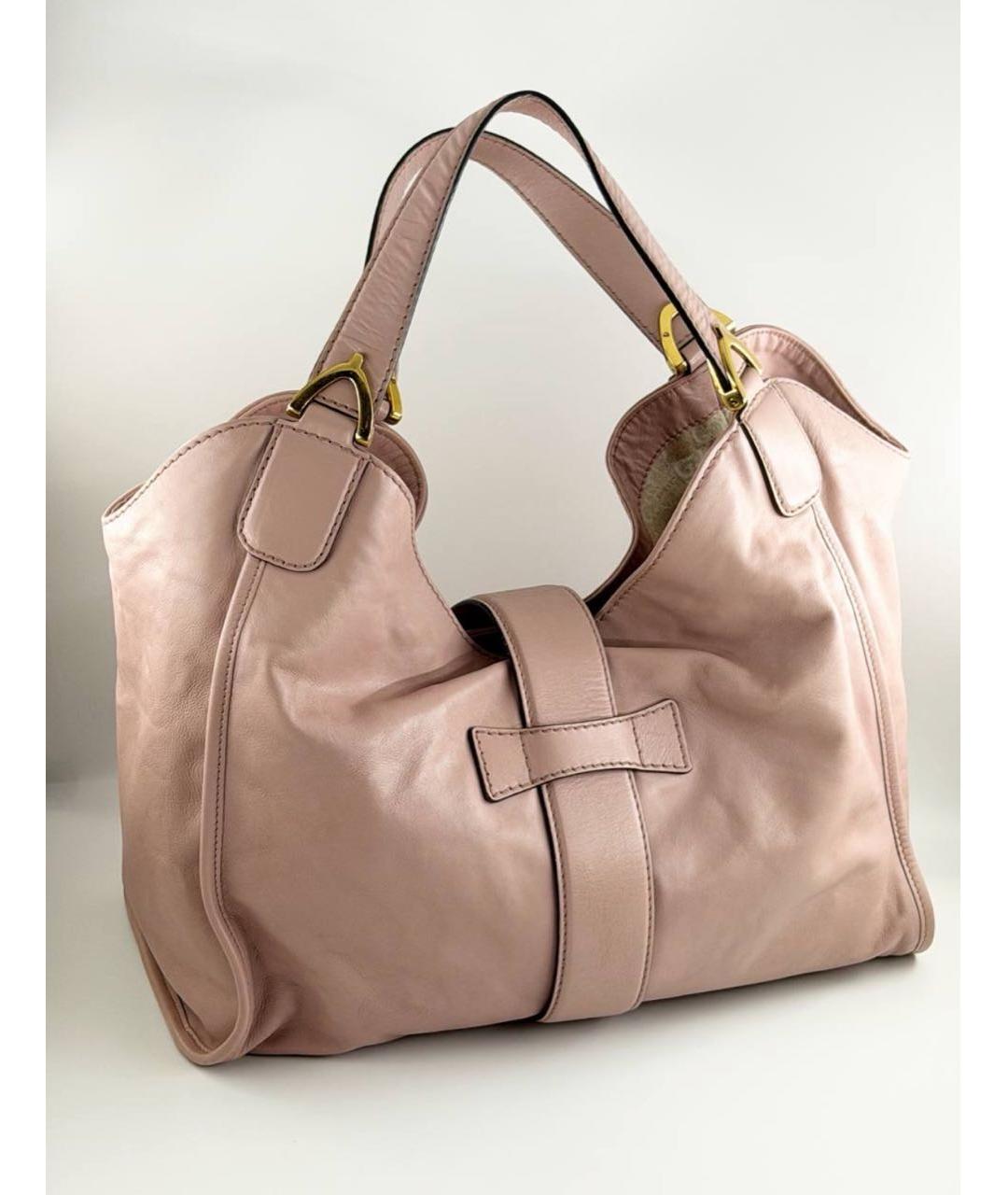 GUCCI Розовая кожаная сумка с короткими ручками, фото 2