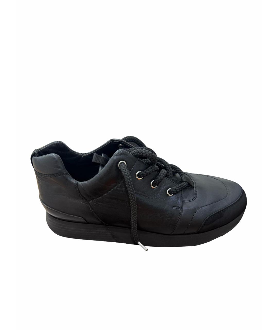 HERMES Черные кожаные низкие кроссовки / кеды, фото 1