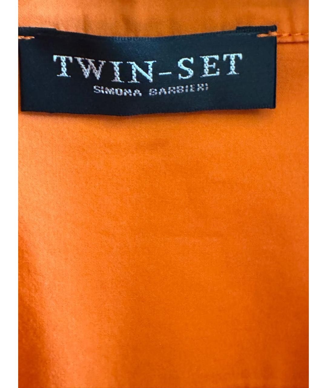 TWIN-SET Оранжевое хлопко-эластановое повседневное платье, фото 5