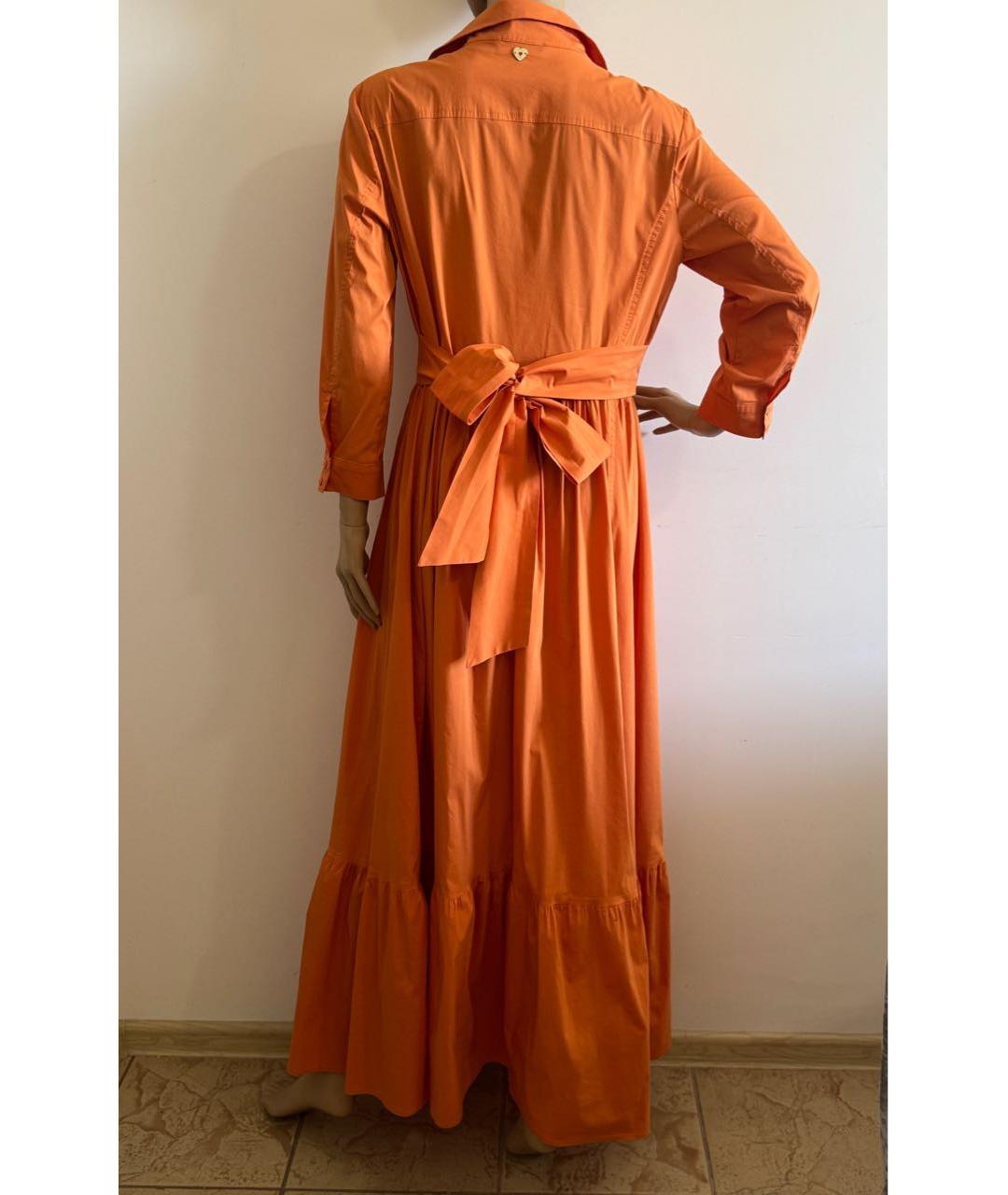 TWIN-SET Оранжевое хлопко-эластановое повседневное платье, фото 4