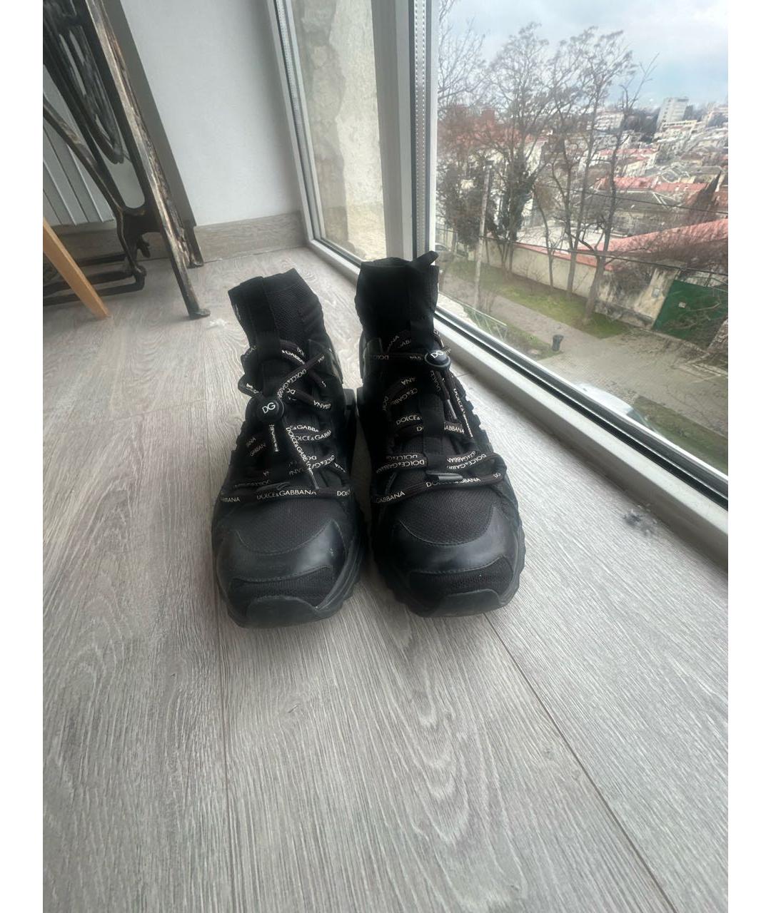 DOLCE&GABBANA Черные текстильные кроссовки, фото 2