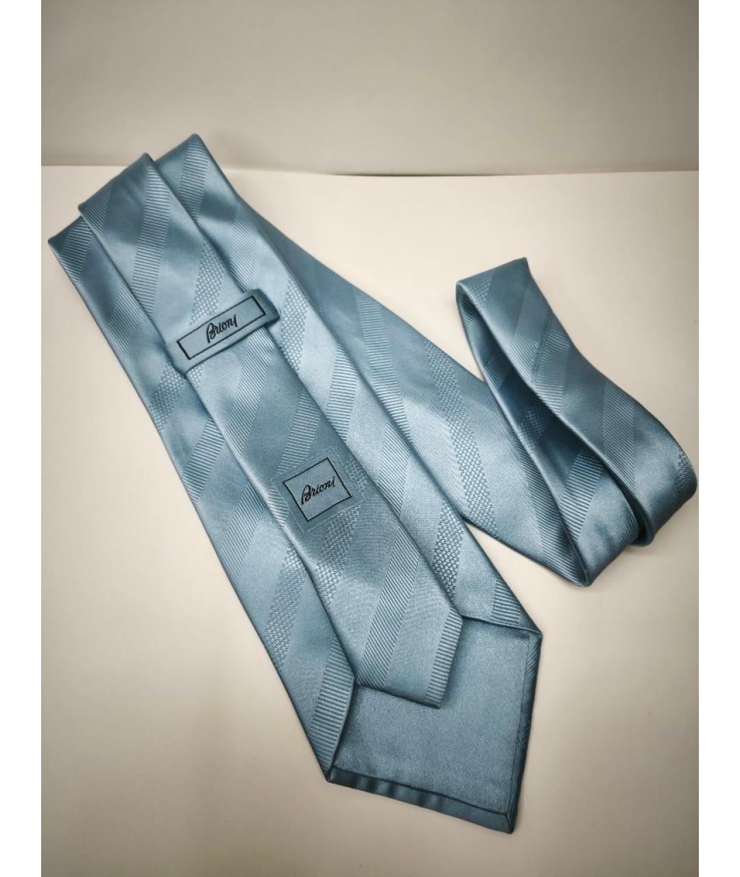 BRIONI Голубой шелковый галстук, фото 3