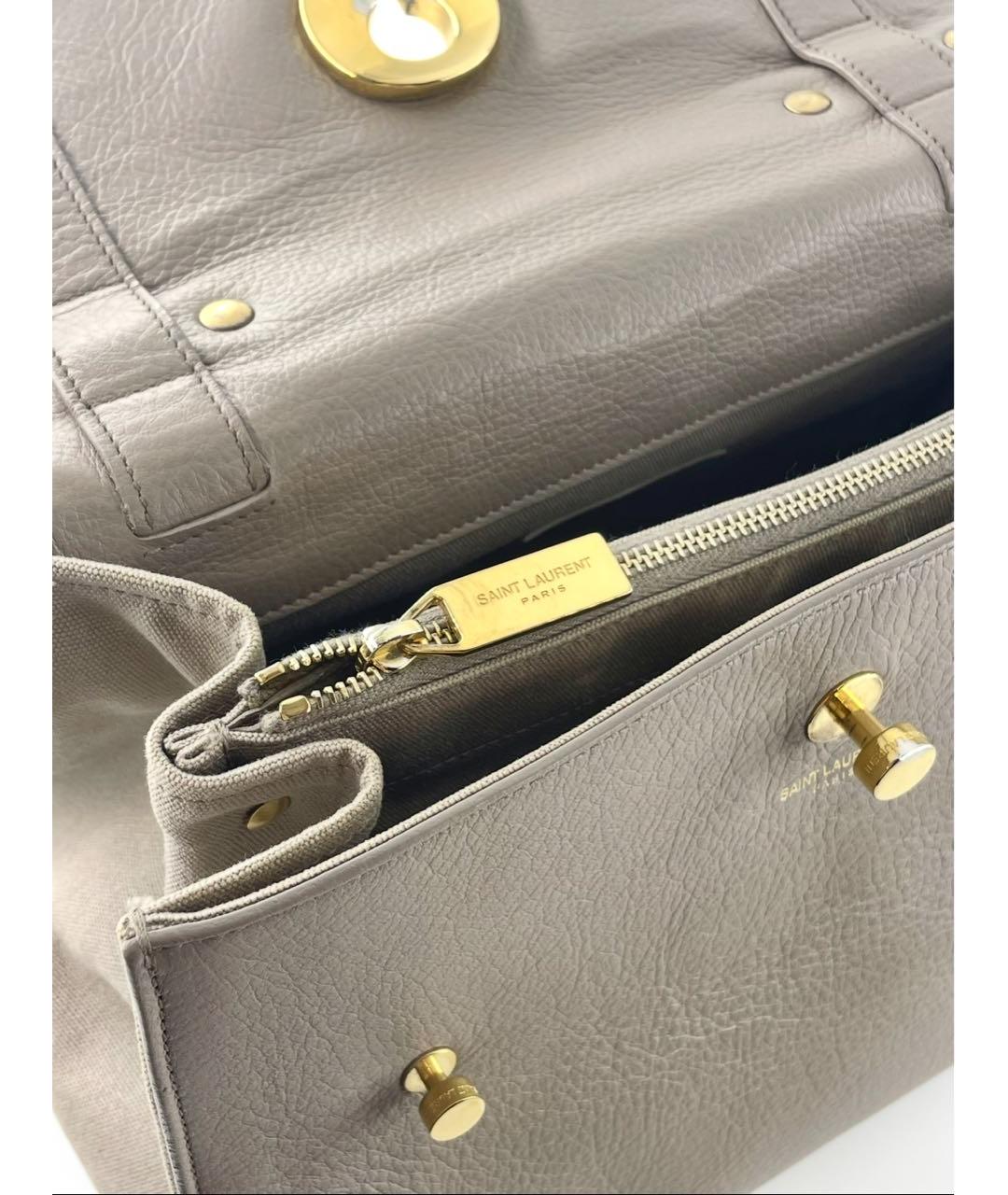 SAINT LAURENT Серая кожаная сумка через плечо, фото 7