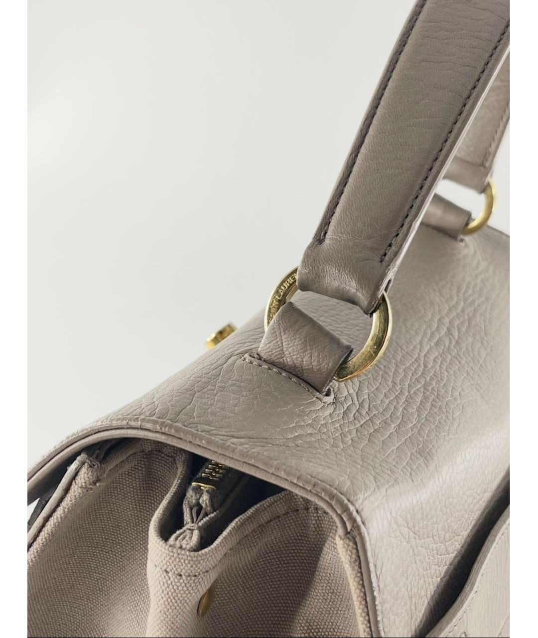 SAINT LAURENT Серая кожаная сумка через плечо, фото 5