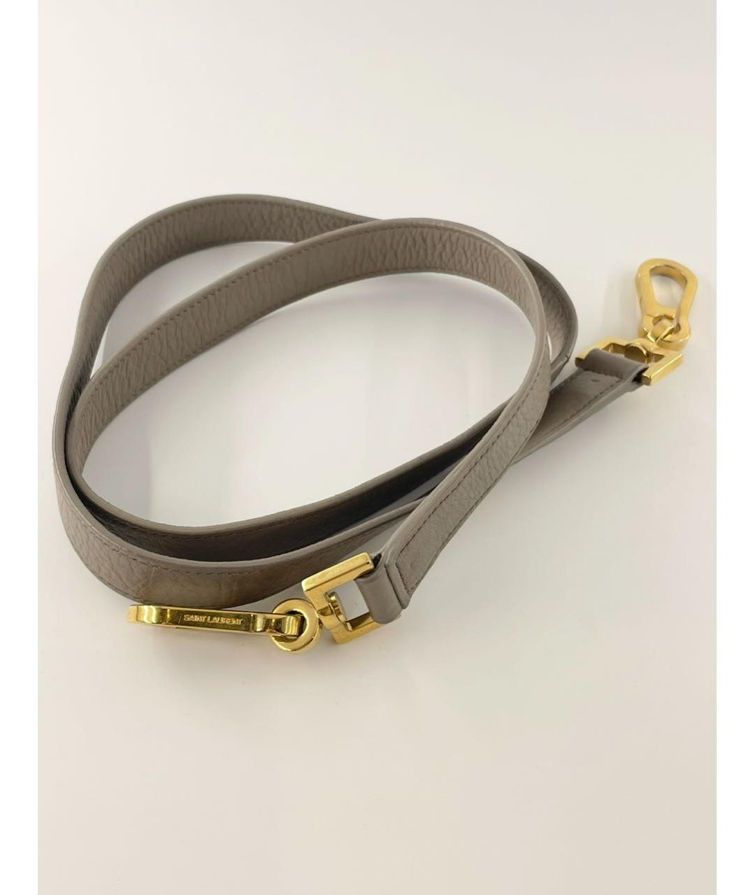 SAINT LAURENT Серая кожаная сумка через плечо, фото 6