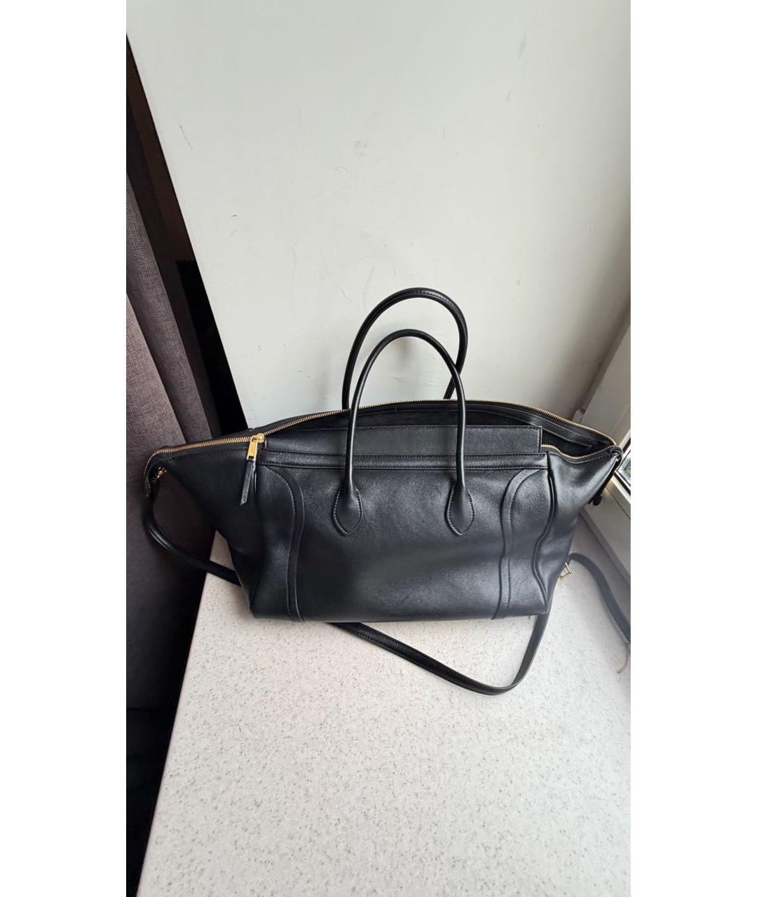 CELINE Черная кожаная сумка тоут, фото 2