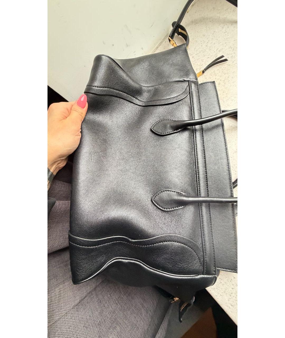 CELINE Черная кожаная сумка тоут, фото 5