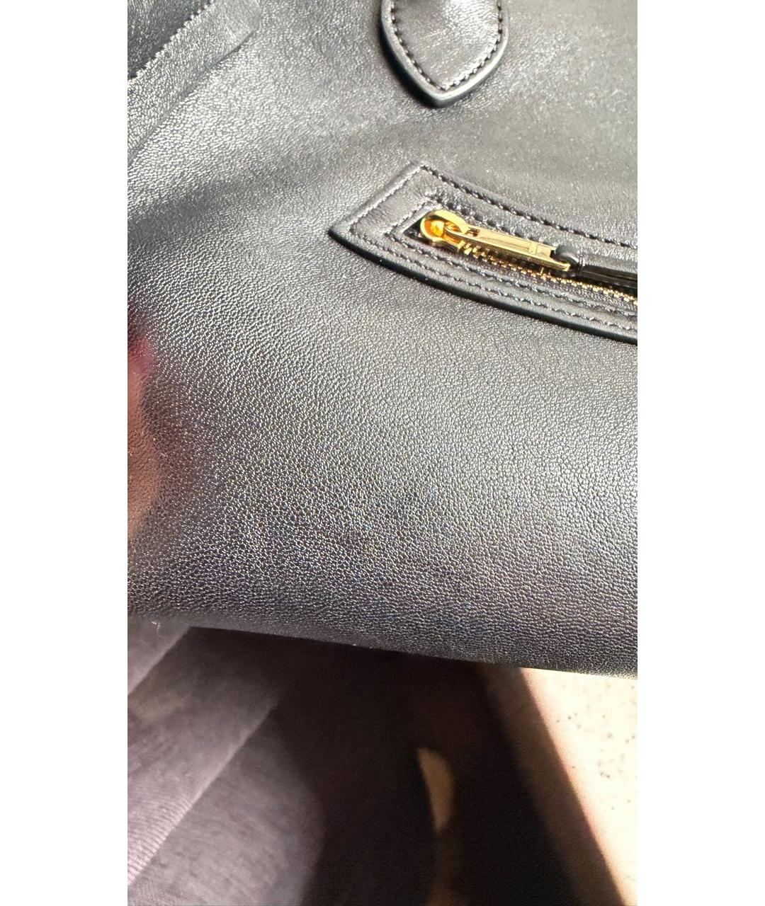 CELINE Черная кожаная сумка тоут, фото 7