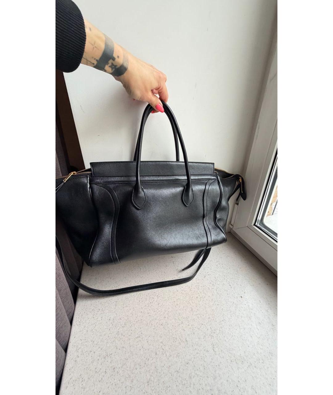 CELINE Черная кожаная сумка тоут, фото 6