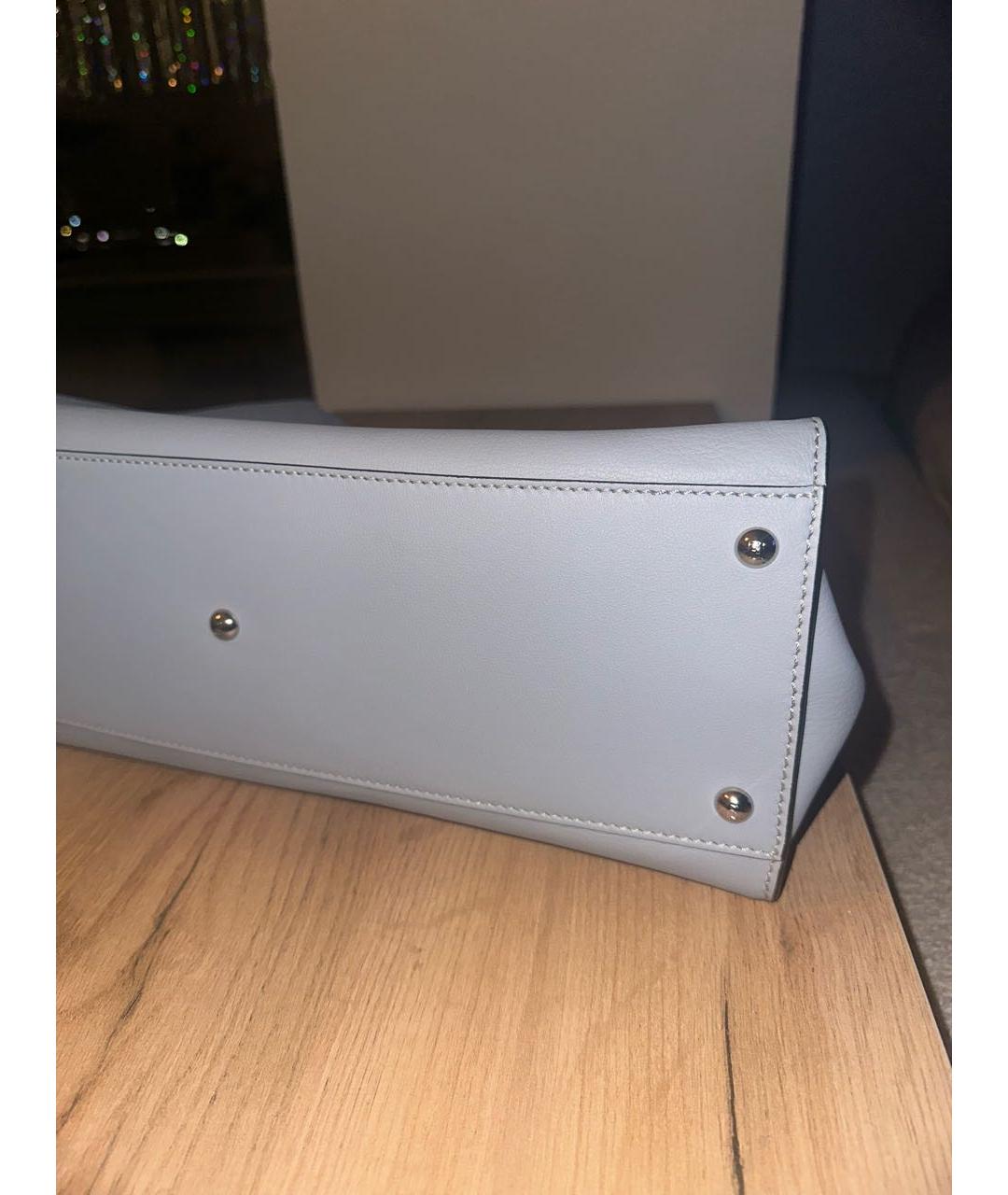 FENDI Голубая кожаная сумка с короткими ручками, фото 3