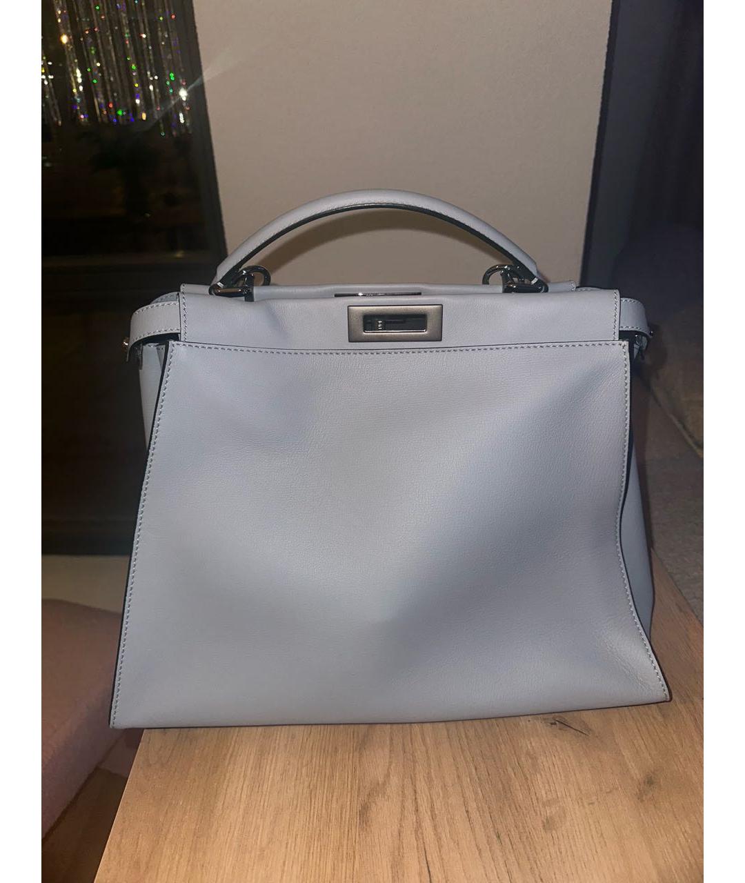 FENDI Голубая кожаная сумка с короткими ручками, фото 5