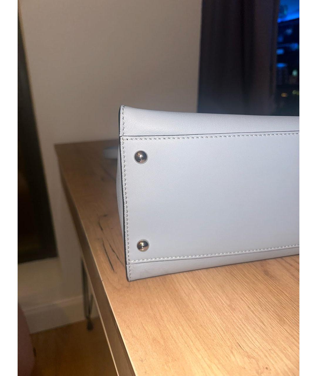 FENDI Голубая кожаная сумка с короткими ручками, фото 2