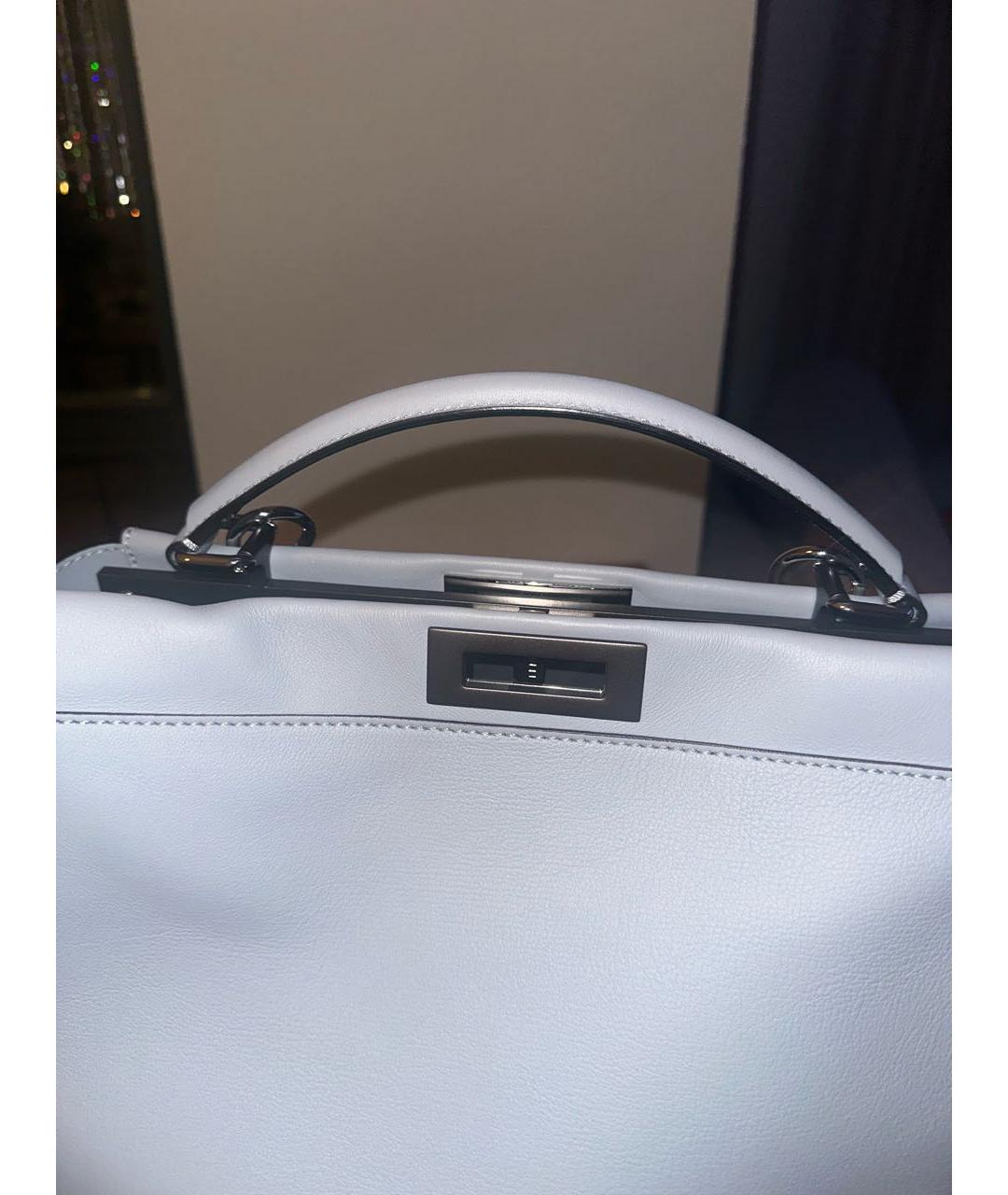 FENDI Голубая кожаная сумка с короткими ручками, фото 4