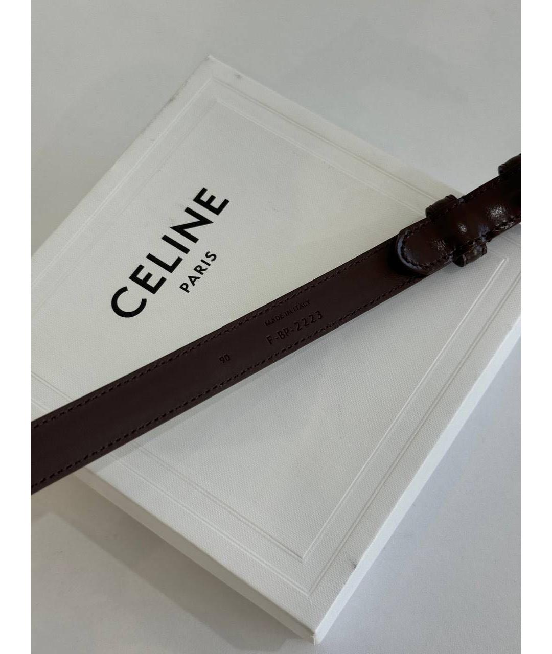 CELINE Коричневый ремень из лакированной кожи, фото 3