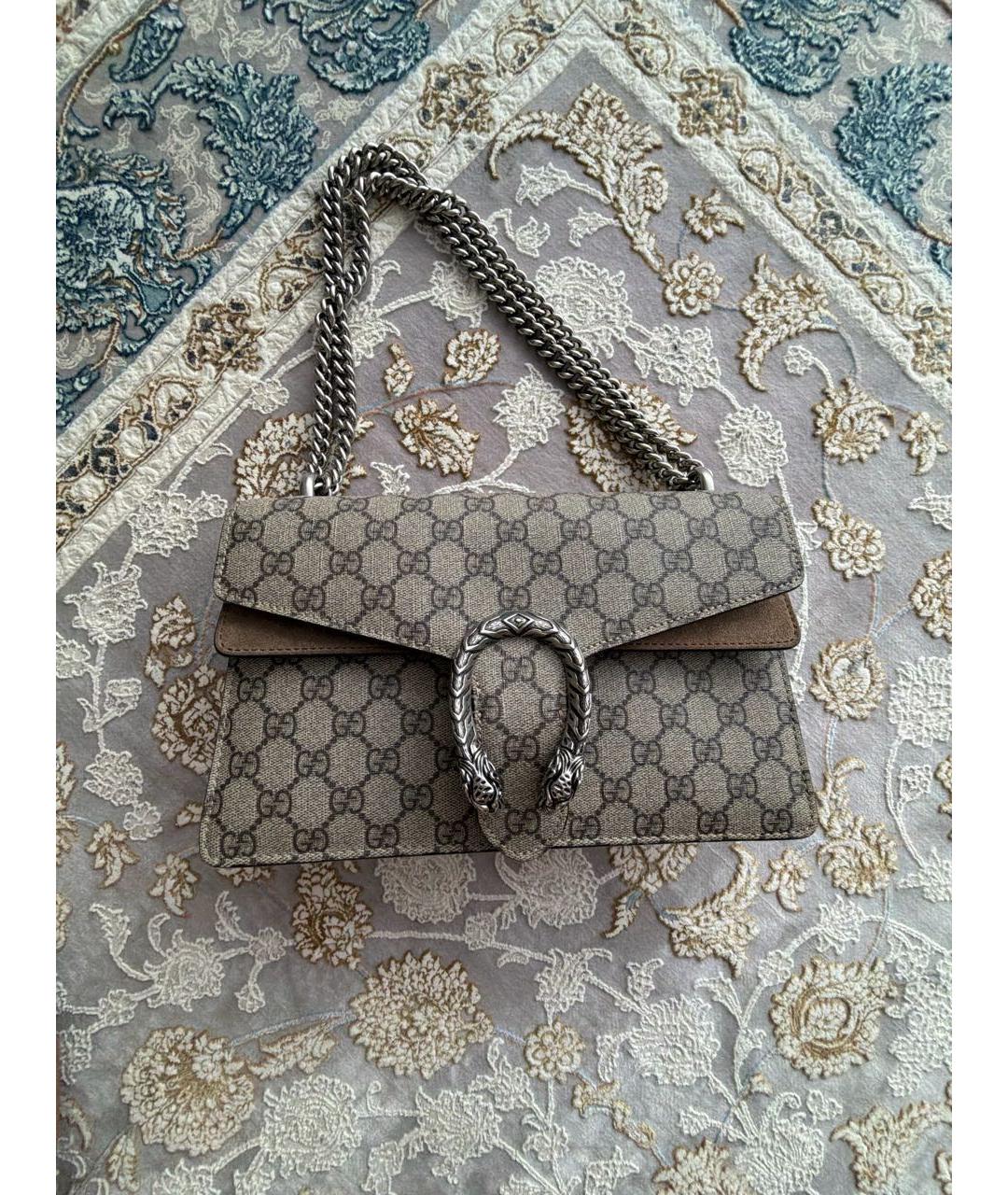 GUCCI Бежевая замшевая сумка с короткими ручками, фото 5