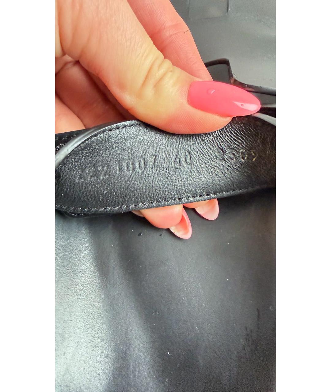 HERMES Черные кожаные шлепанцы, фото 5