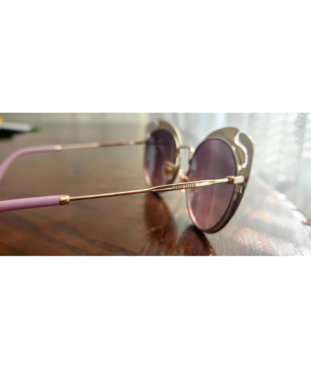 MIU MIU Розовые металлические солнцезащитные очки, фото 6