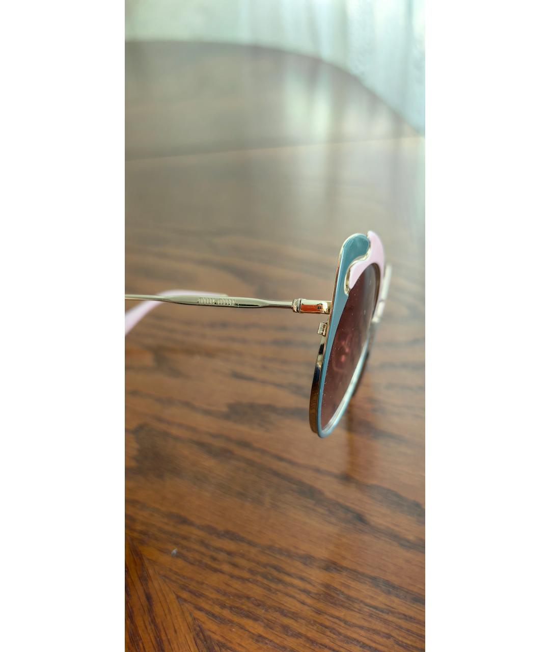 MIU MIU Розовые металлические солнцезащитные очки, фото 3