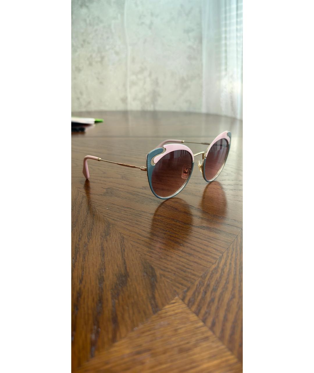 MIU MIU Розовые металлические солнцезащитные очки, фото 2