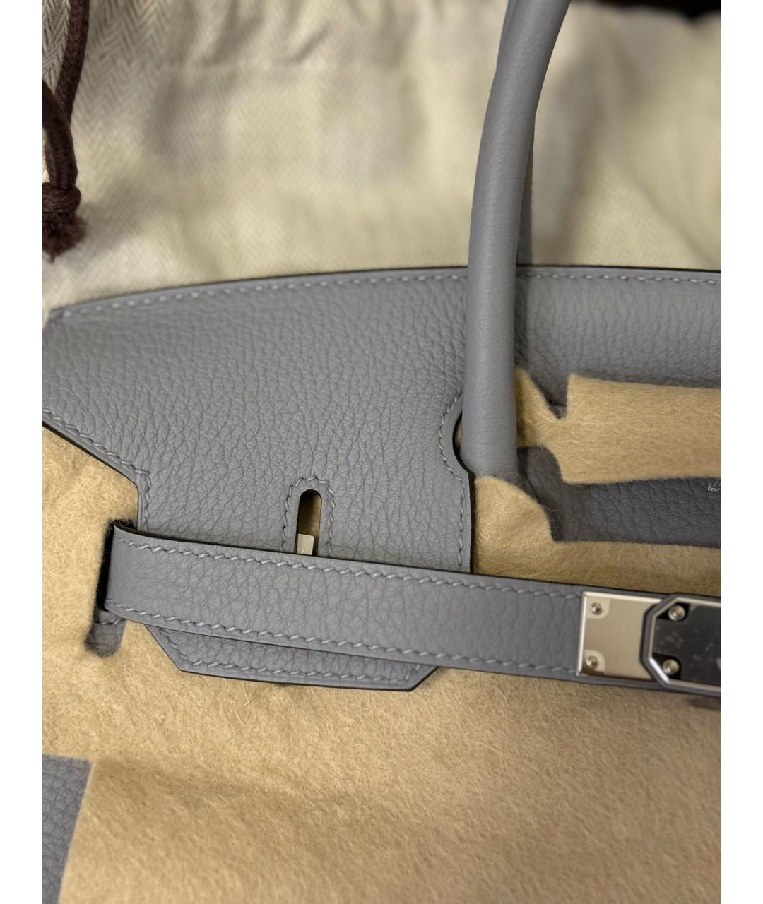 HERMES Серая кожаная сумка с короткими ручками, фото 4