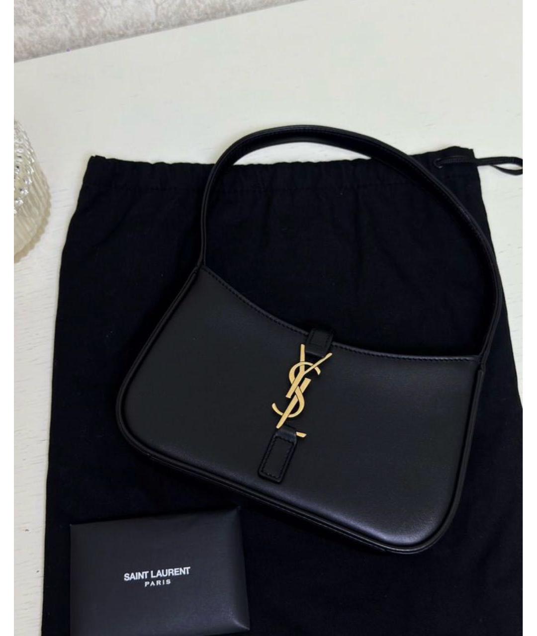 SAINT LAURENT Черная кожаная сумка с короткими ручками, фото 7