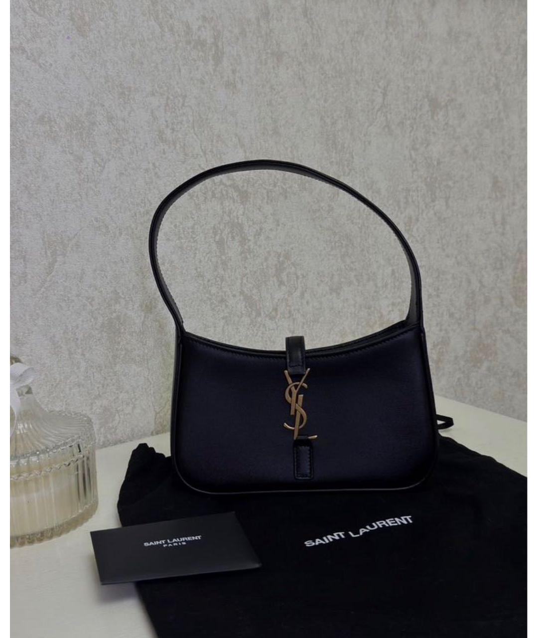 SAINT LAURENT Черная кожаная сумка с короткими ручками, фото 2