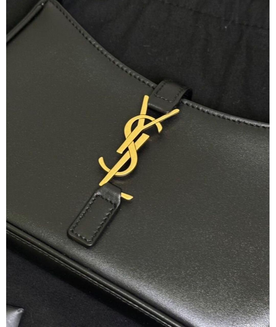 SAINT LAURENT Черная кожаная сумка с короткими ручками, фото 4