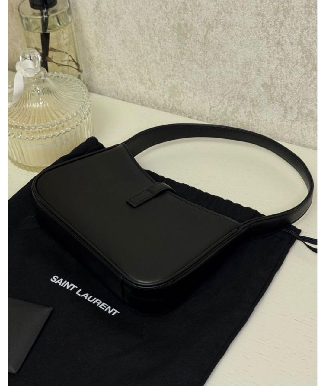 SAINT LAURENT Черная кожаная сумка с короткими ручками, фото 3