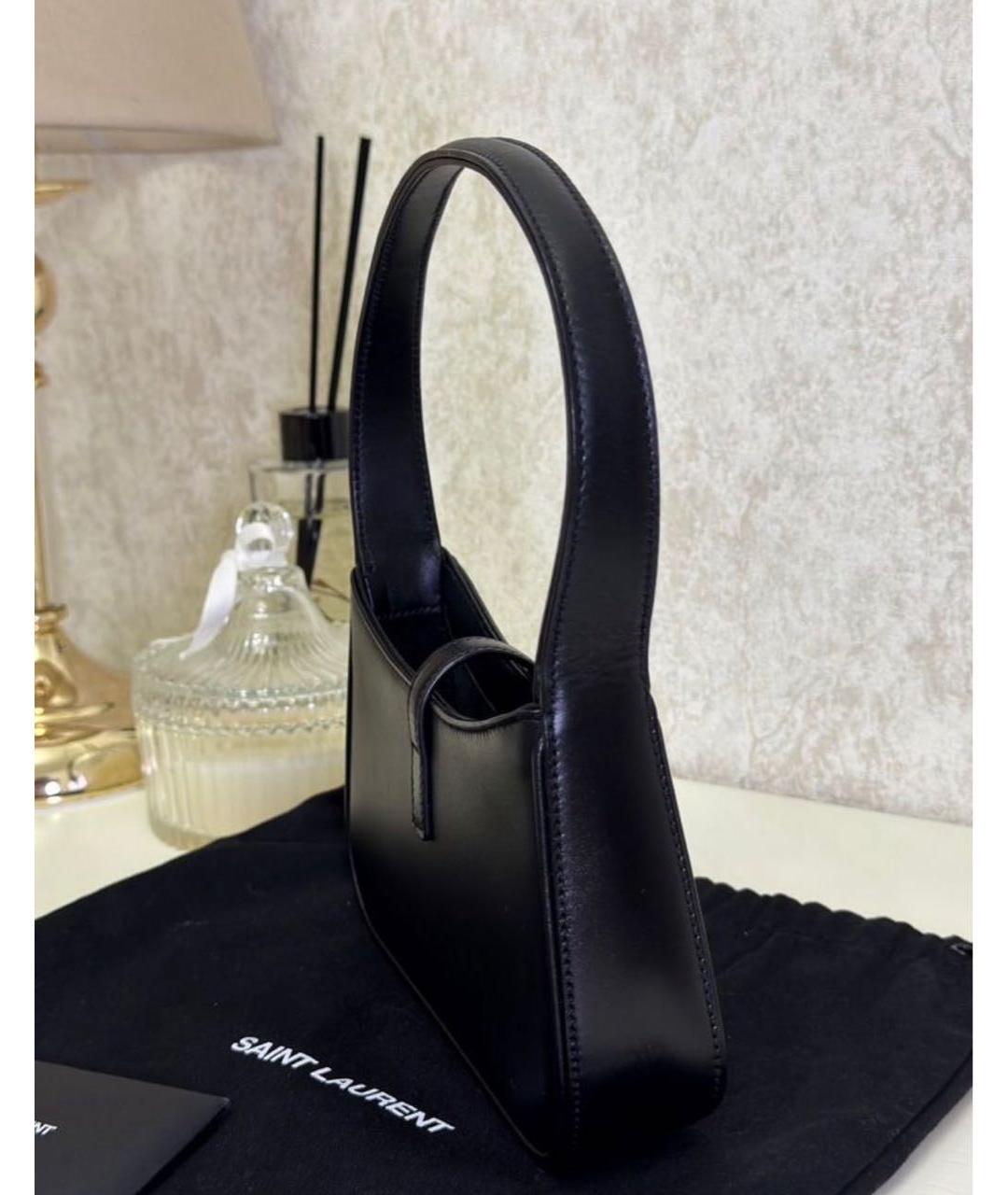 SAINT LAURENT Черная кожаная сумка с короткими ручками, фото 5