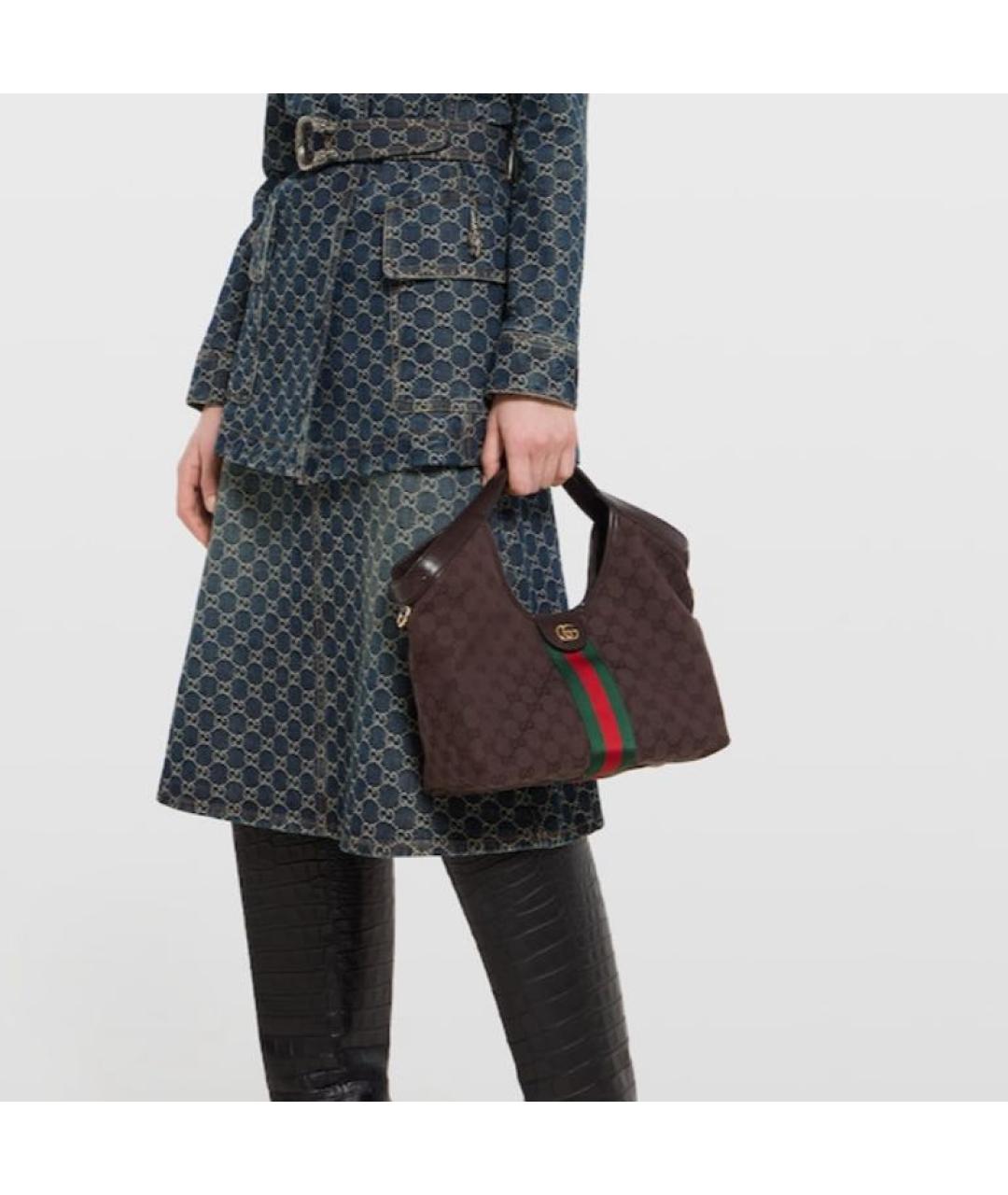 GUCCI Коричневая тканевая сумка через плечо, фото 4