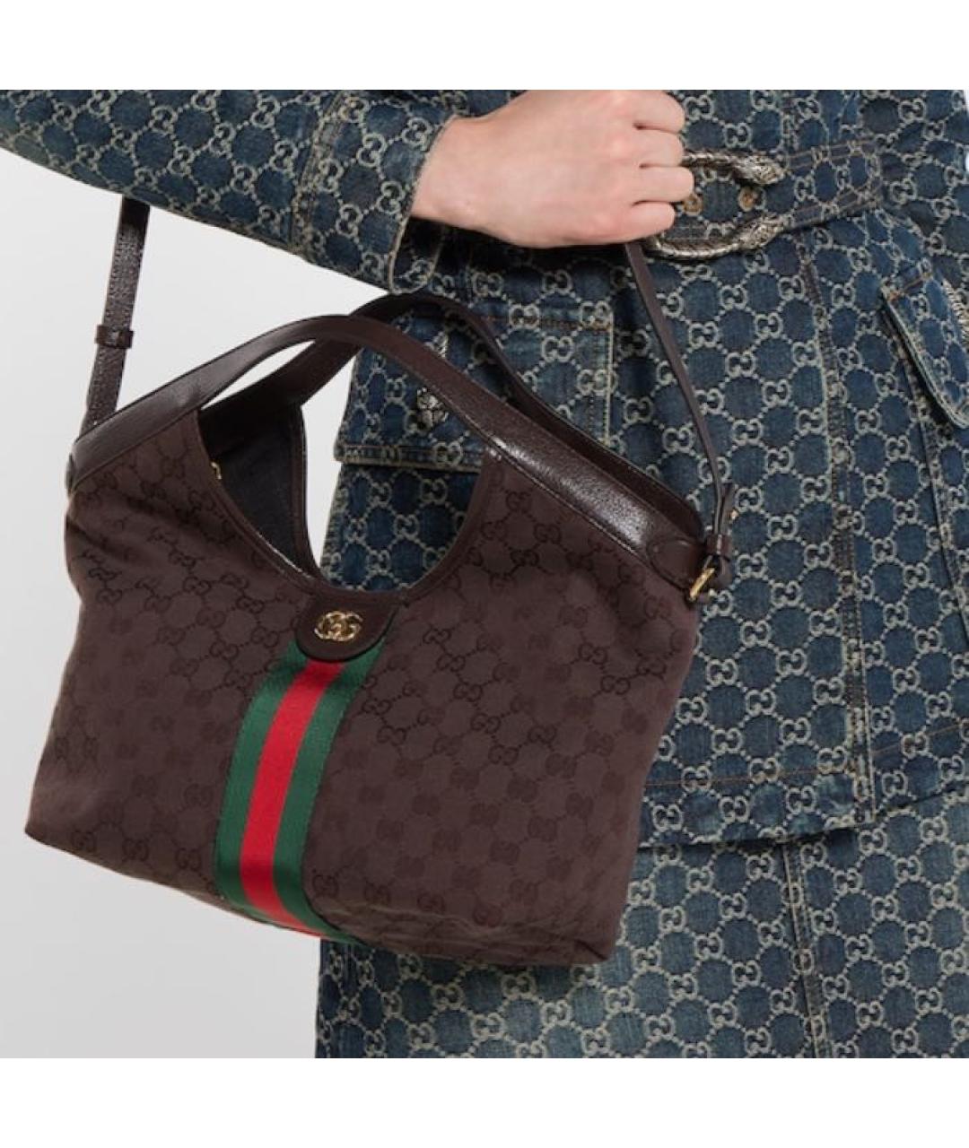 GUCCI Коричневая тканевая сумка через плечо, фото 3
