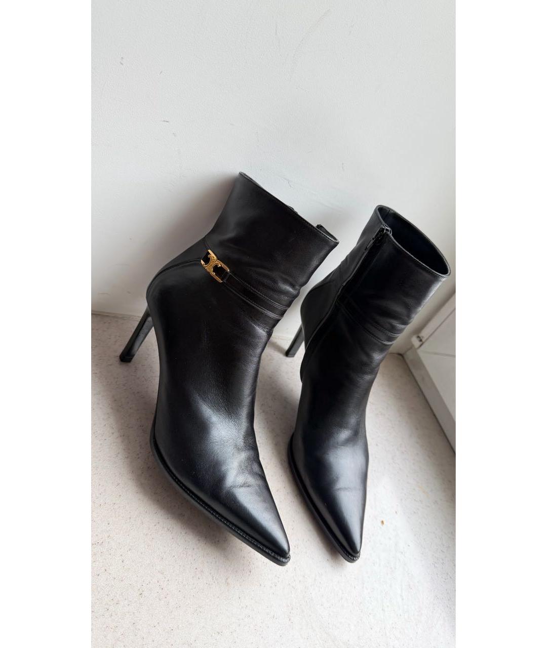 CELINE Черные кожаные ботильоны, фото 4