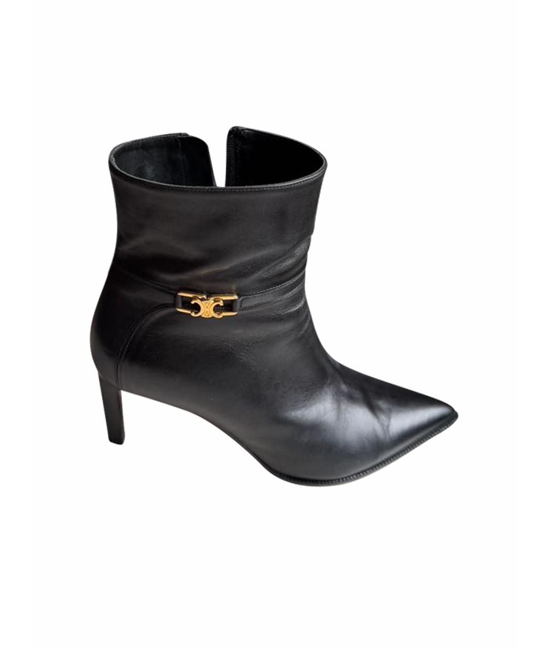 CELINE Черные кожаные ботильоны, фото 1