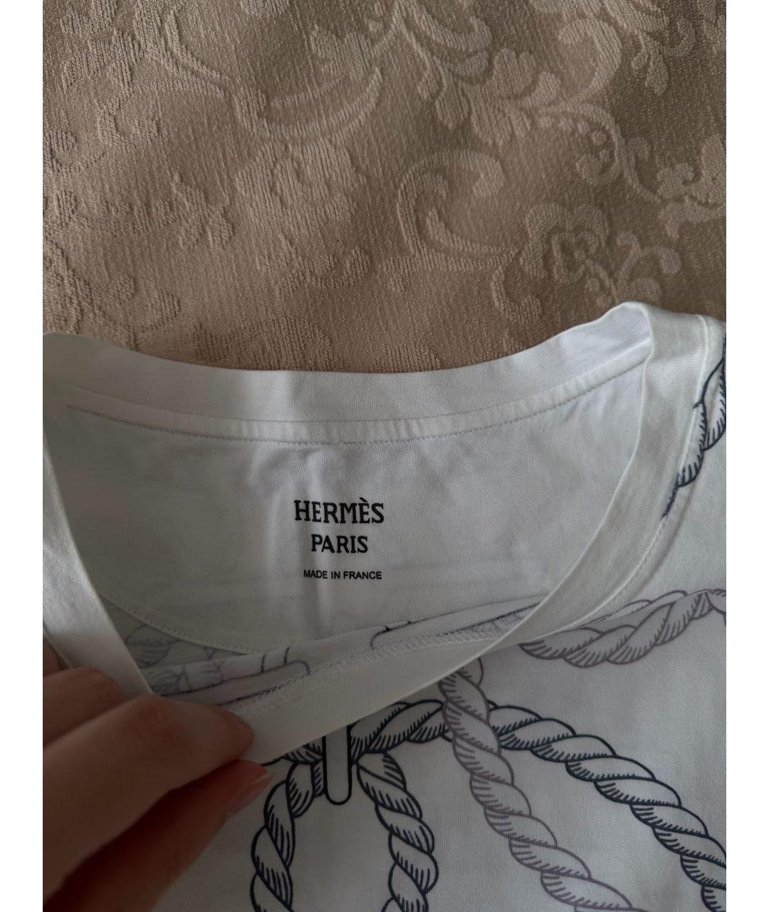 HERMES Белая хлопковая футболка, фото 2
