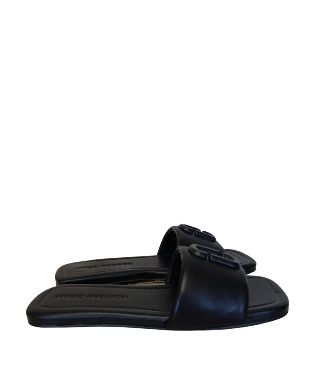 MARC JACOBS Черные кожаные шлепанцы, фото 1