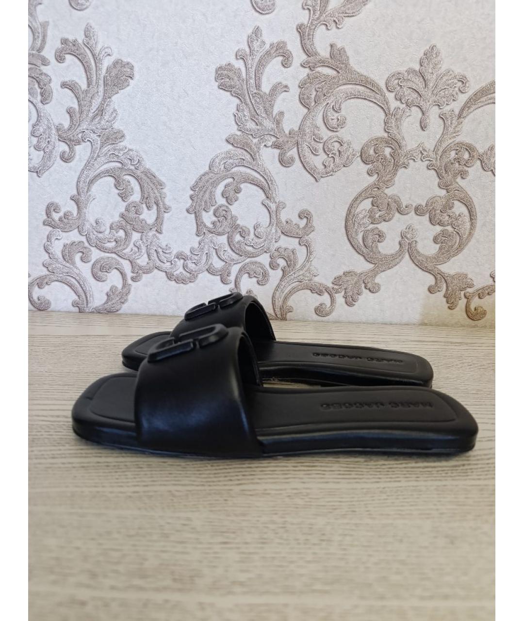 MARC JACOBS Черные кожаные шлепанцы, фото 5