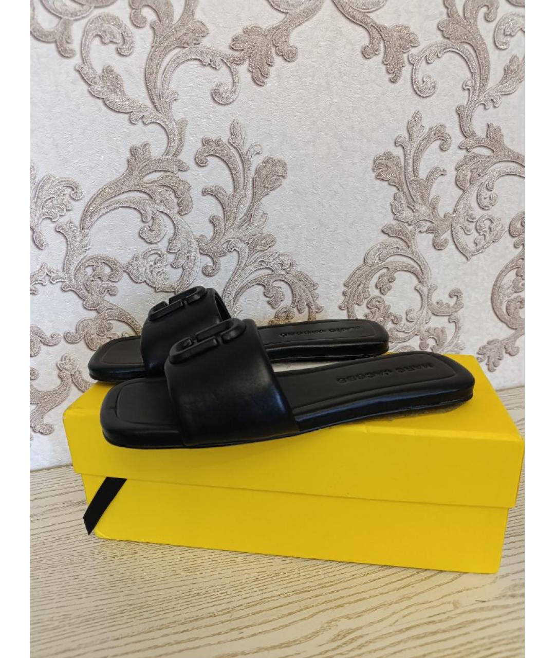 MARC JACOBS Черные кожаные шлепанцы, фото 3