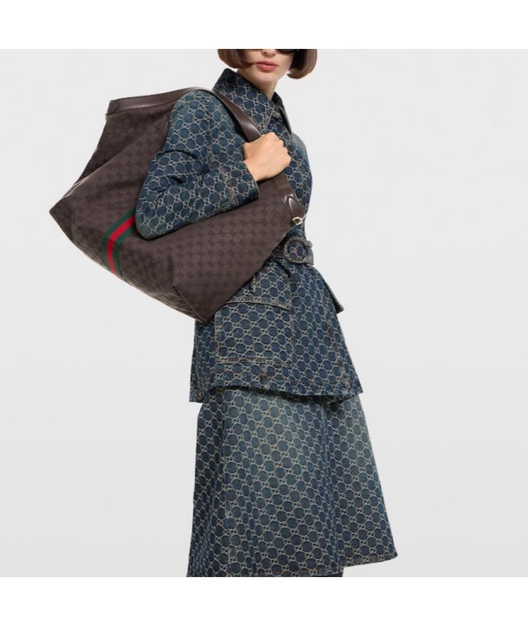 GUCCI Коричневая тканевая сумка через плечо, фото 4