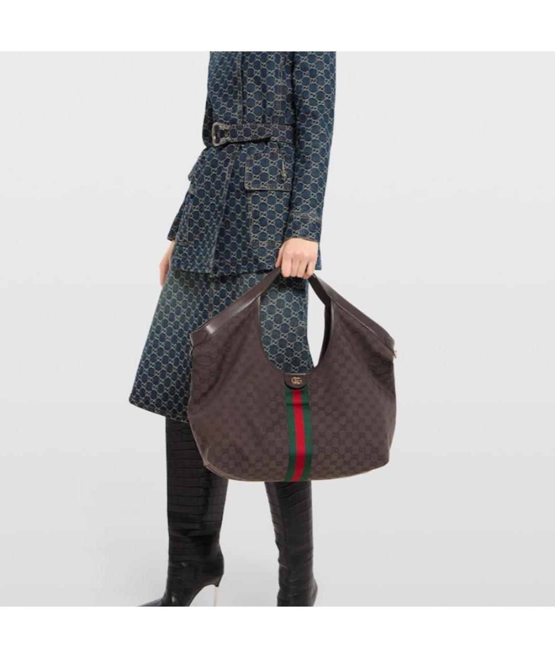 GUCCI Коричневая тканевая сумка через плечо, фото 3