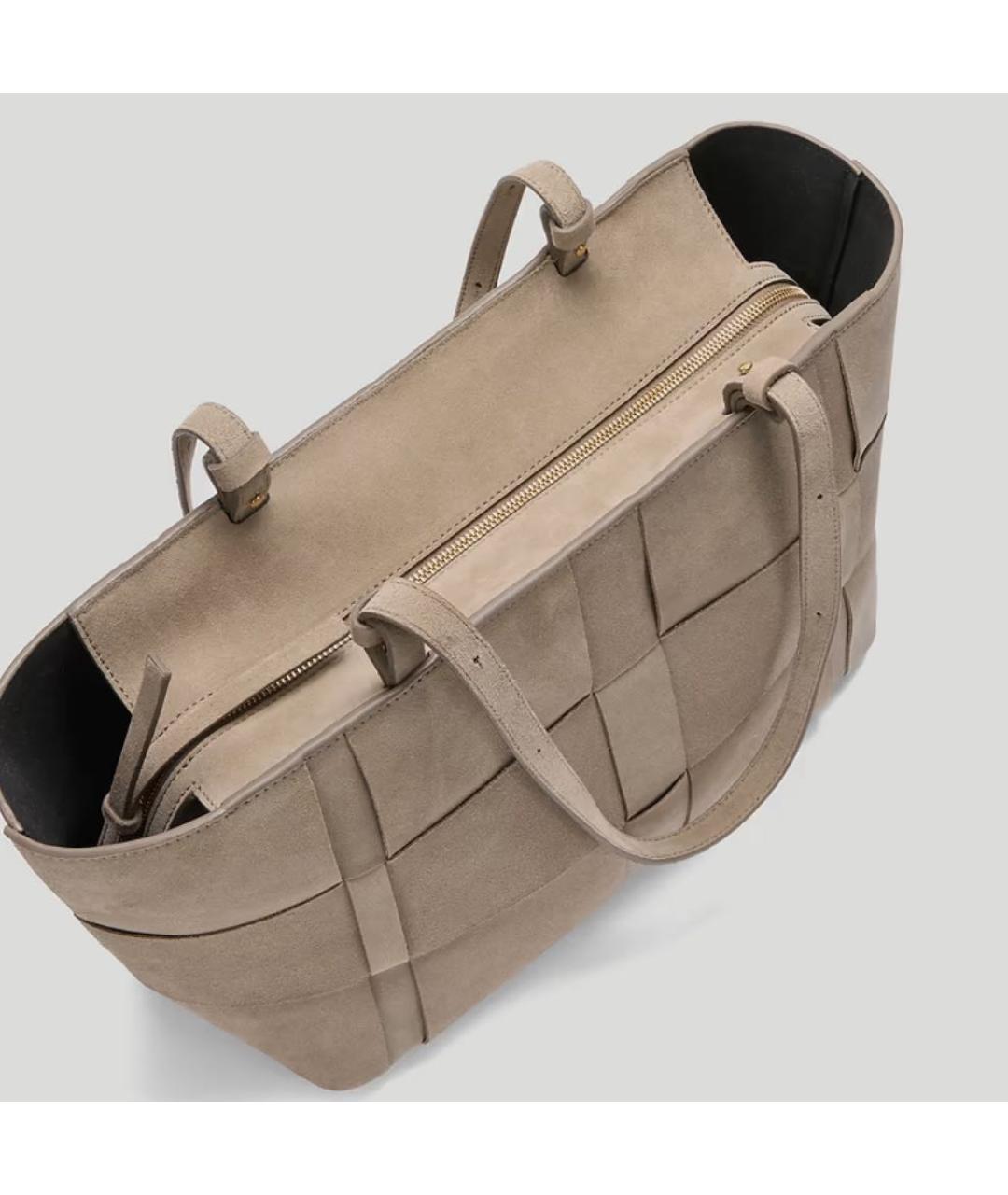 DEMELLIER Бежевая замшевая сумка тоут, фото 4