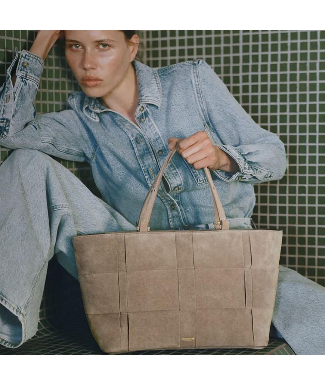 DEMELLIER Бежевая замшевая сумка тоут, фото 2