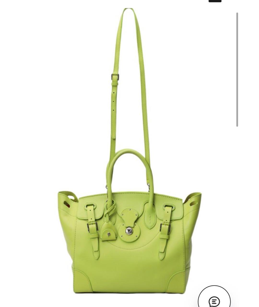 RALPH LAUREN Зеленая кожаная сумка с короткими ручками, фото 9