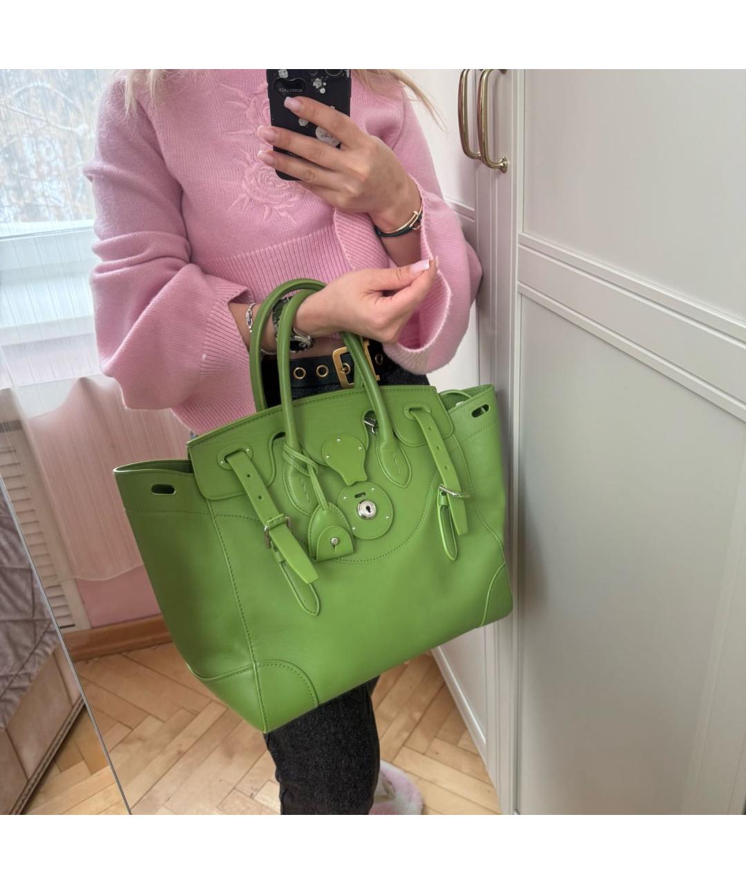 RALPH LAUREN Зеленая кожаная сумка с короткими ручками, фото 2