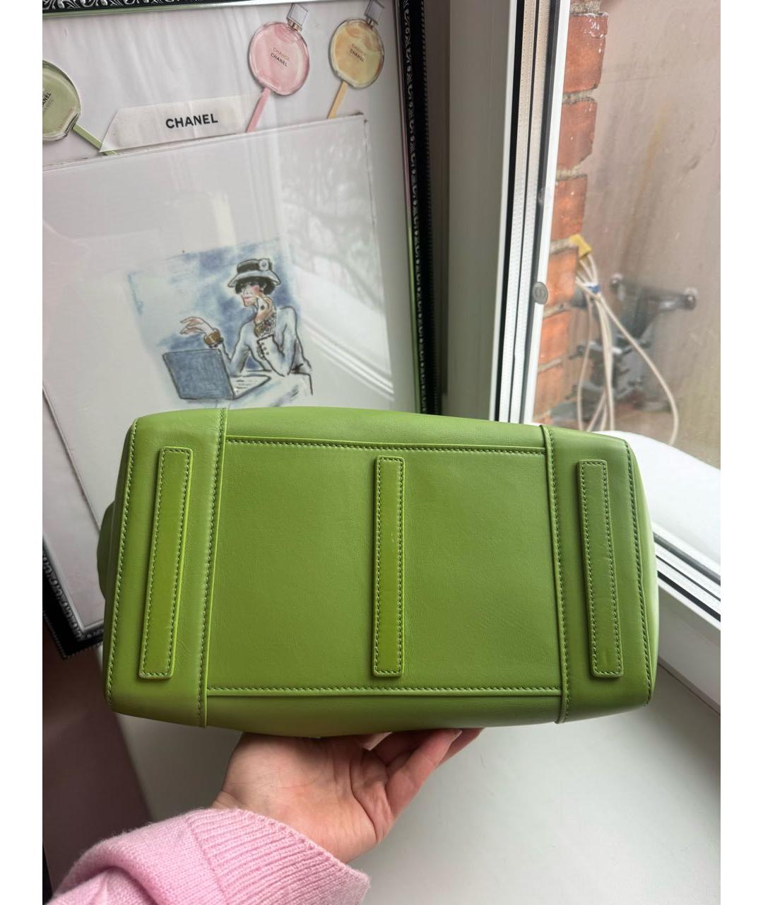 RALPH LAUREN Зеленая кожаная сумка с короткими ручками, фото 7