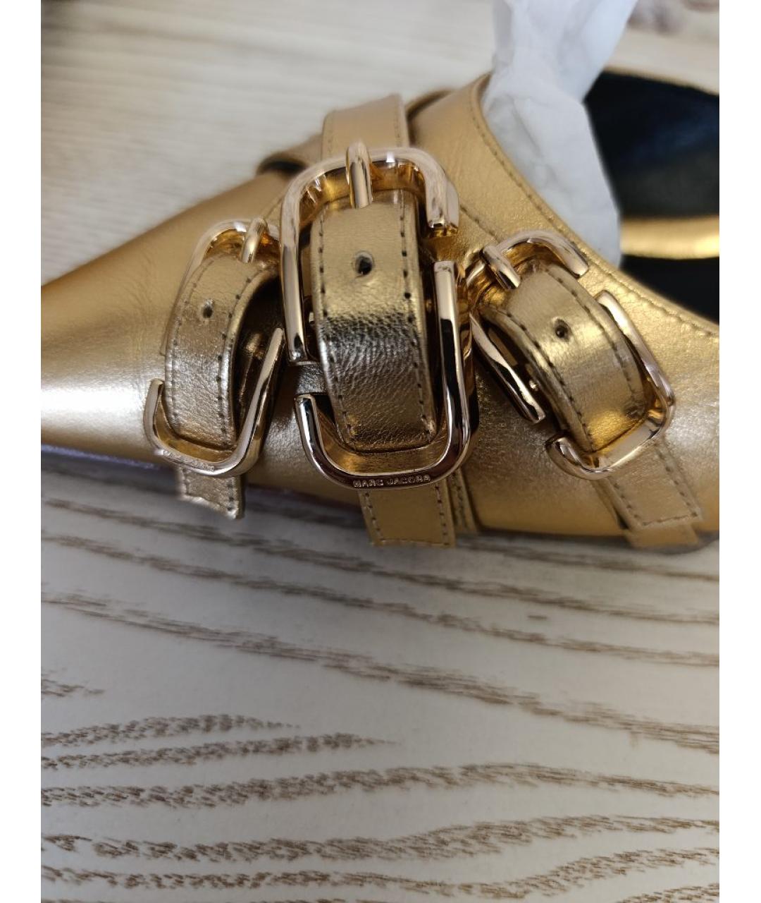 MARC JACOBS Золотые кожаные мюли, фото 3