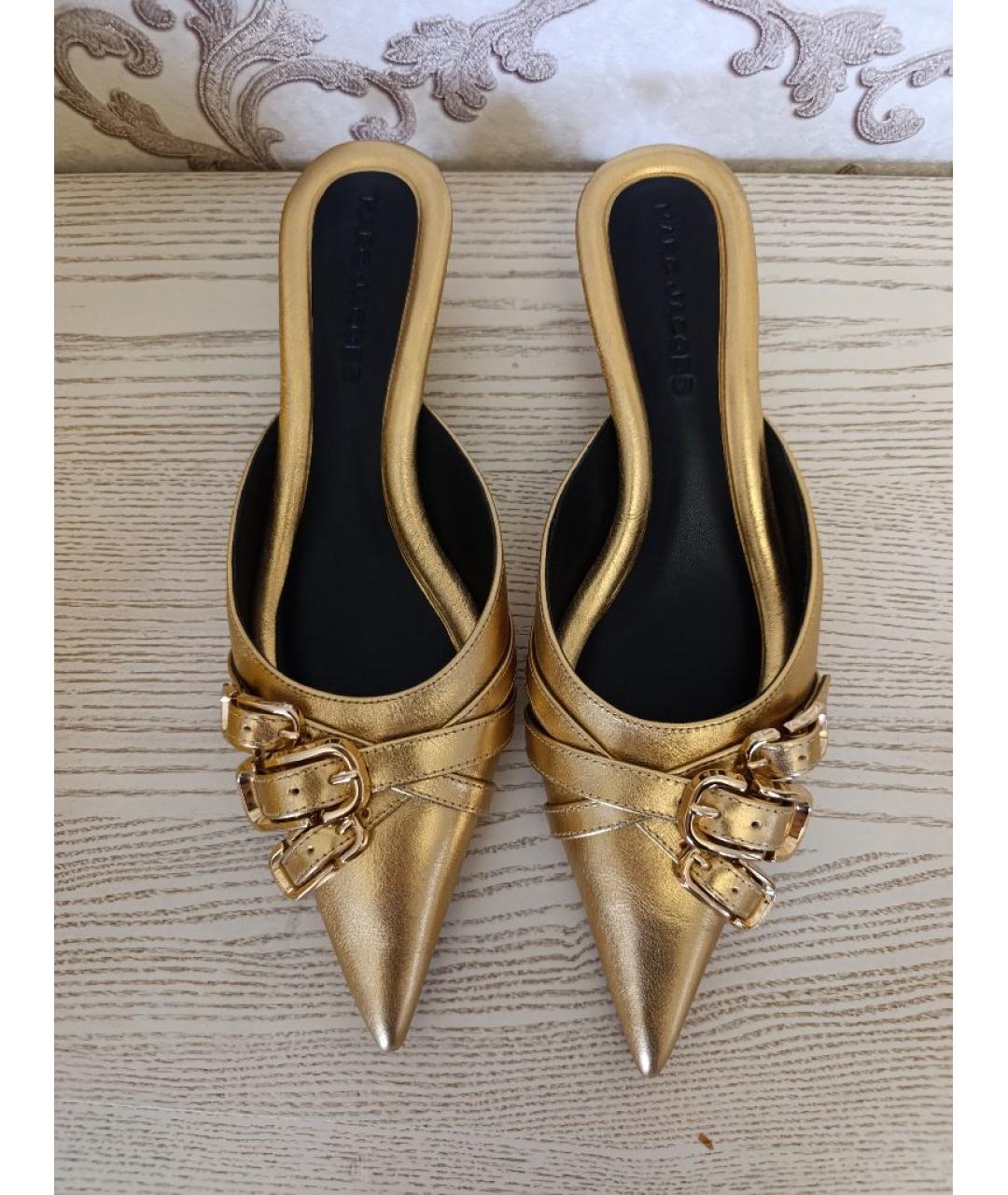 MARC JACOBS Золотые кожаные мюли, фото 2